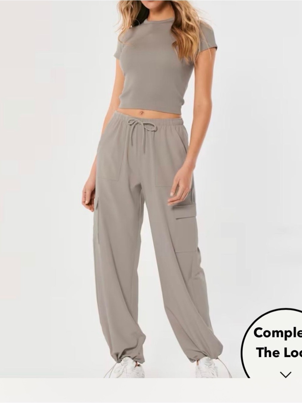 Women’s Taupe Cargo Jogger Pants - Casual Drawstring Waist